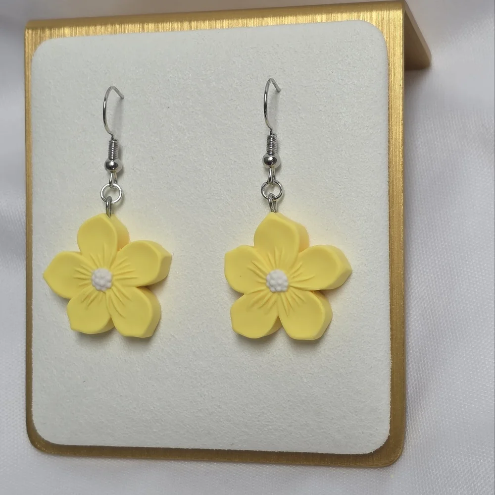 Yellow & White Flower Polymer Clay Earrings
